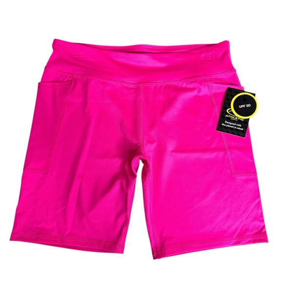 Athletic Works Girl's Active Bike Shorts XXL 18 Electric Pink Pockets - Picture 1 of 5